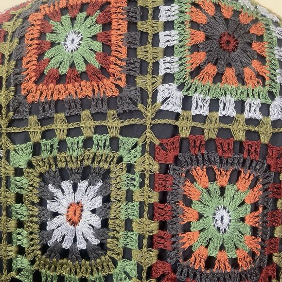 BCBG Maxazria Women Upas Cape Jacket Size L Blue Granny Square Full Zip Pocket - Picture 11 of 11